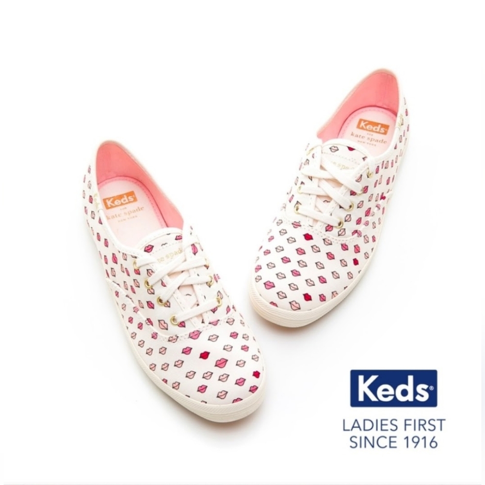 Kate Spade Champion Kiss Lips Keds In White Size 8
